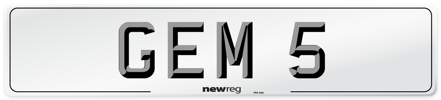 GEM 5 Number Plate from New Reg